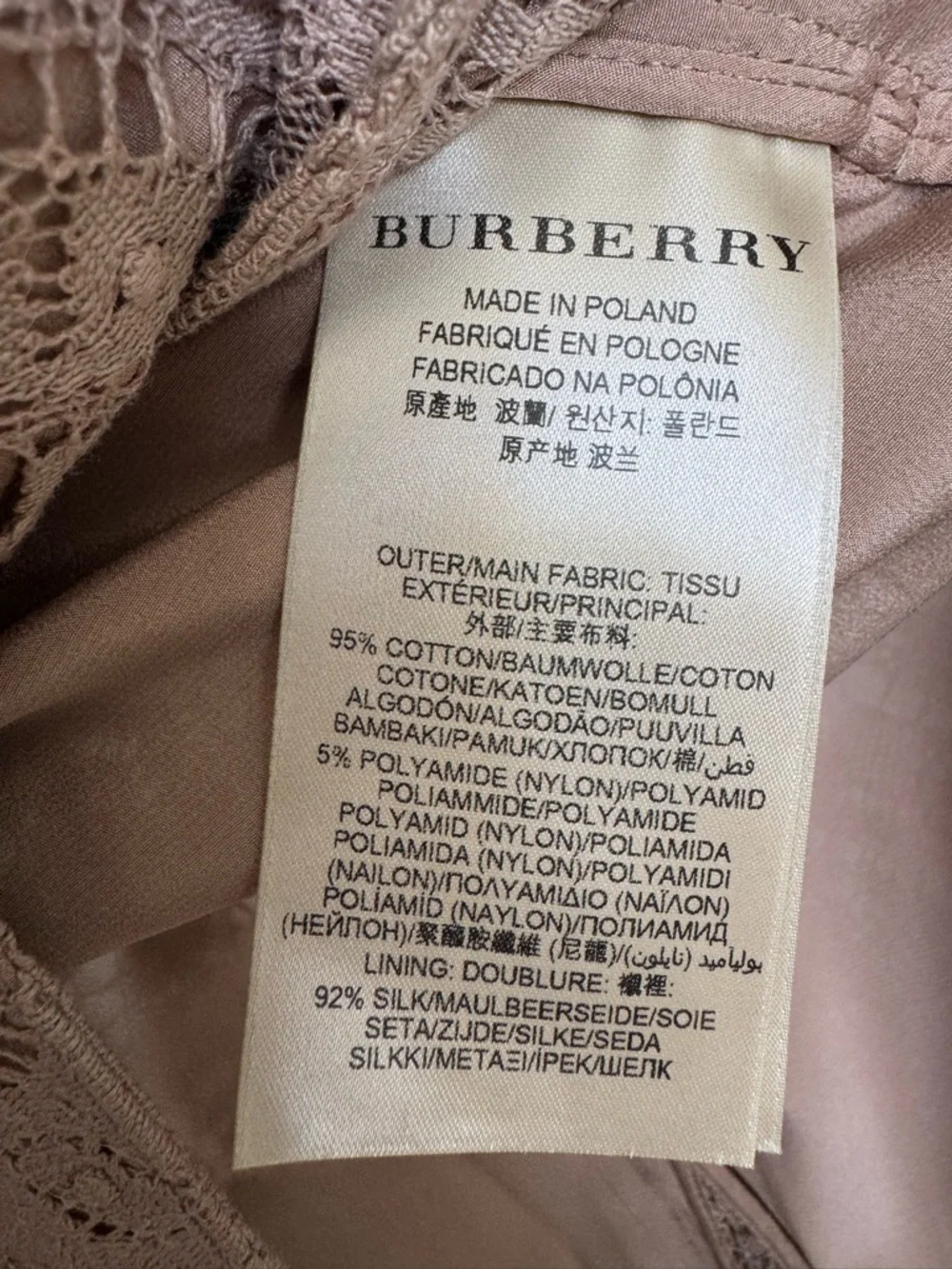 Burberry Lace Overlay Double-Breasted Trench Coat in Dusty Rose - Picture 12 of 12